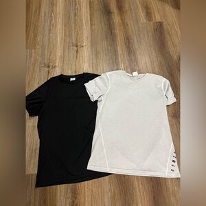 Gymshark off white and black athletic shirt bundle of 2 size large
